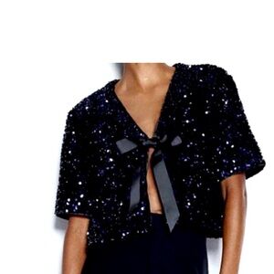 H&M sequin blouse bow tie NWT sold out - size small